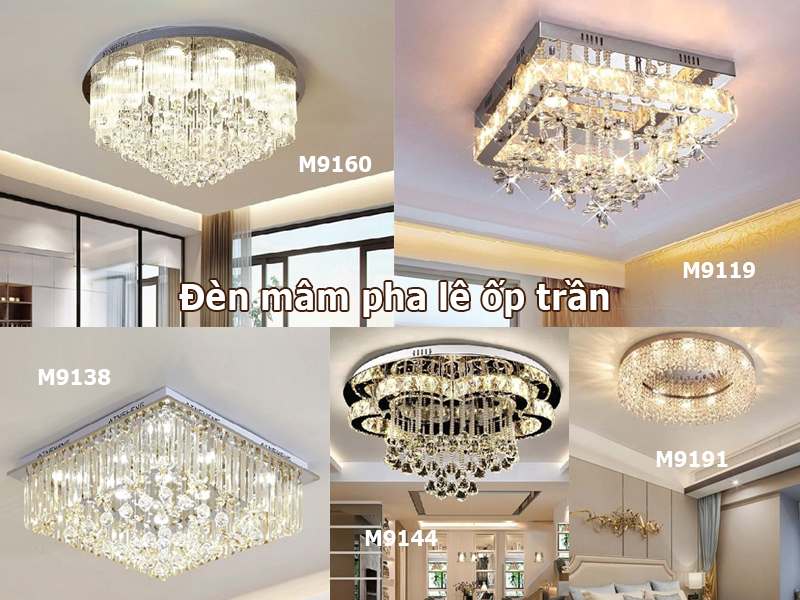 Đèn mam pha lê ốp trần