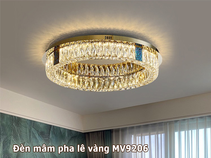 Đèn mâm pha lê vàng MV9206