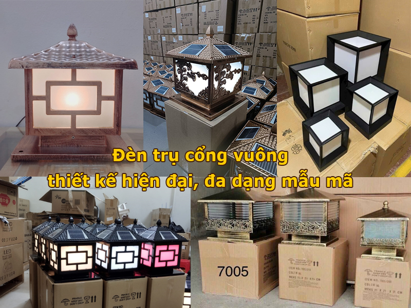 Đèn trụ cổng vuông đa dạng mẫu mã