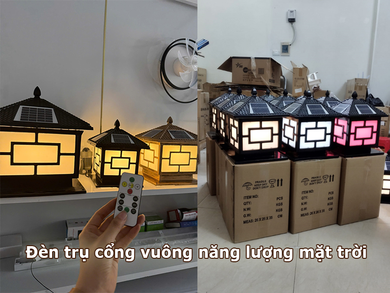 Đèn trụ cổng vuông NLMT