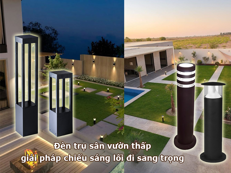 Đèn trụ sân vườn thấp – giải pháp chiếu sáng lối đi sang trọng