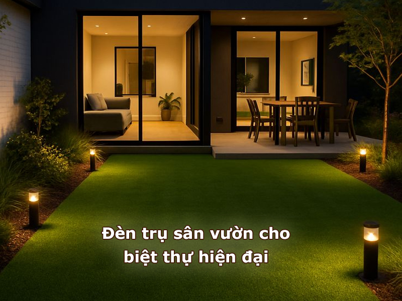 Đèn trụ sân vườn lắp cho biệt thự hiện đại