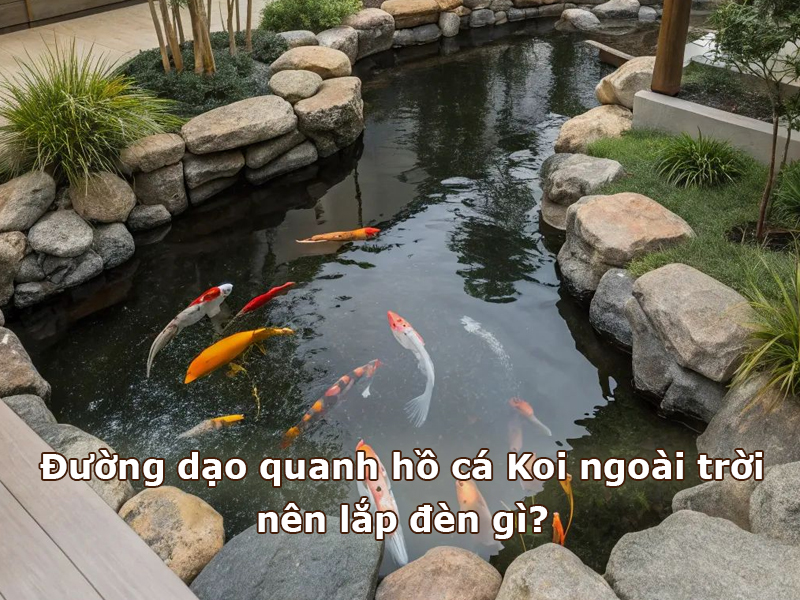 Đường dạo quanh hồ cá Koi ngoài trời nên lắp đèn gì?