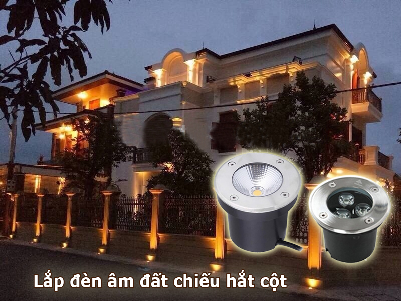 Đèn led âm đất chiếu hắt cột