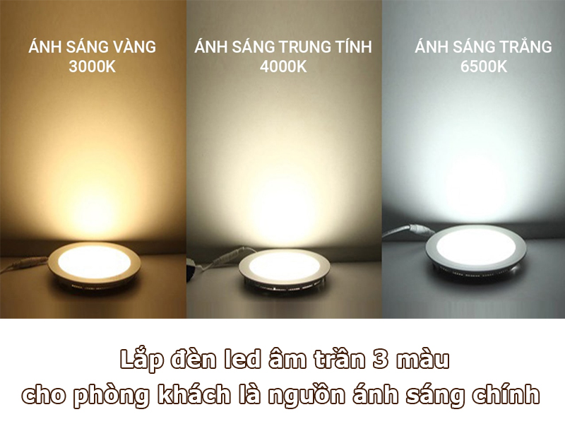 Lắp đèn led âm trần cho phòng khách như nguồn ánh sáng chính