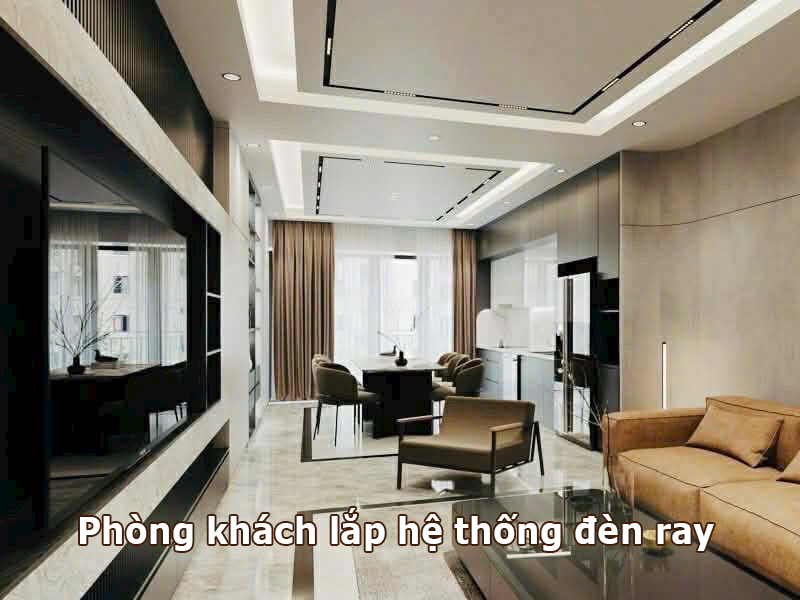 Phòng khách lắp hệ thống đèn ray nam châm