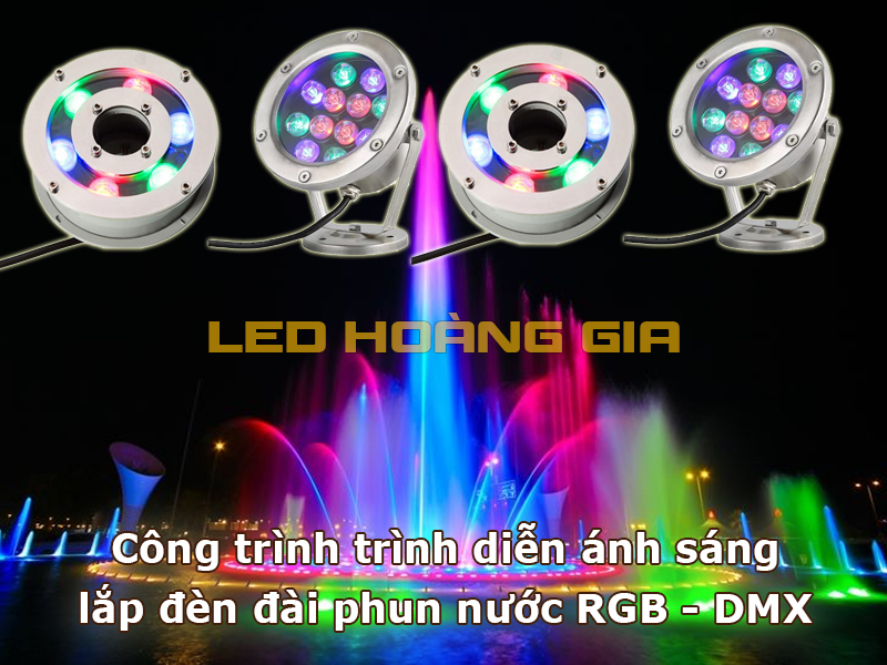 Công trình trình diễn ánh sáng lắp đèn đài phun nước RGB