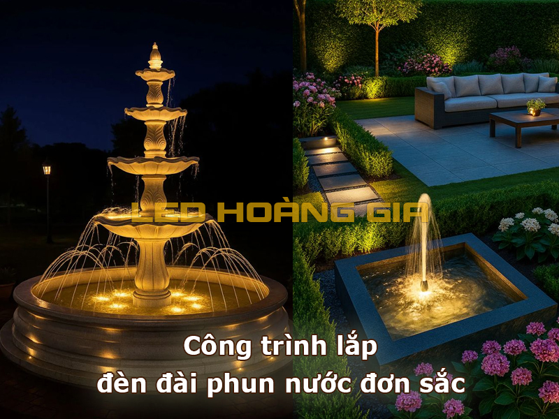 Công trình lắp đèn đài phun nước đơn sắc