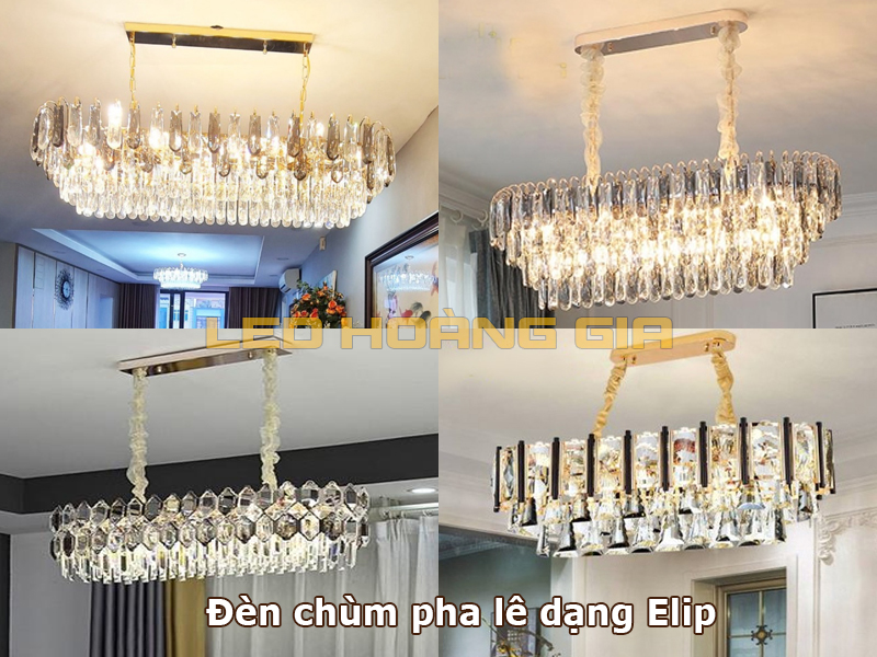 Đèn chùm pha lê dạng Elip