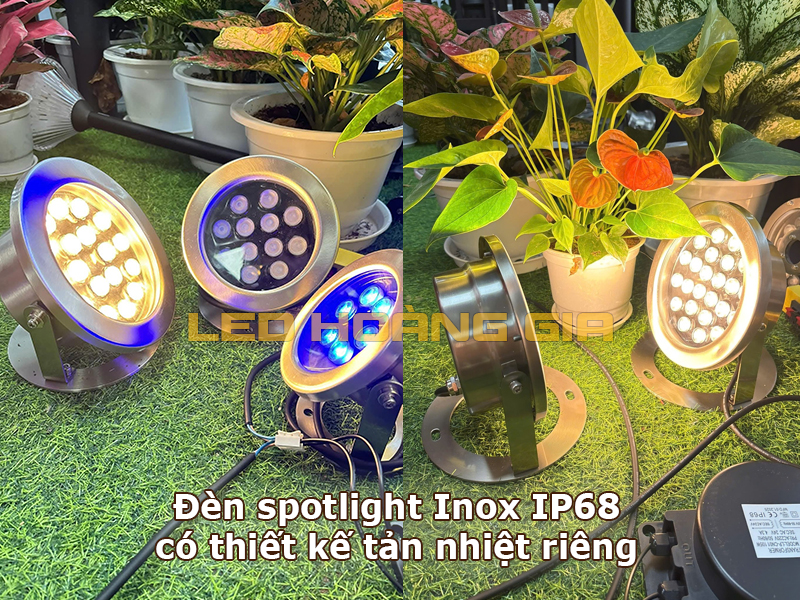Đèn led spotlight Inox IP68 có thiết kế tản nhiệt riêng