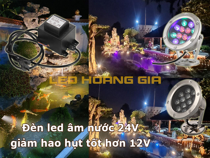 Đèn led âm nước 24V giảm hao hụt tốt hơn 12V