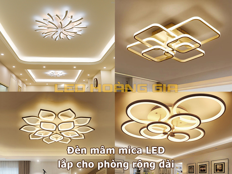 Đèn mâm mica led lắp cho phòng rộng dài