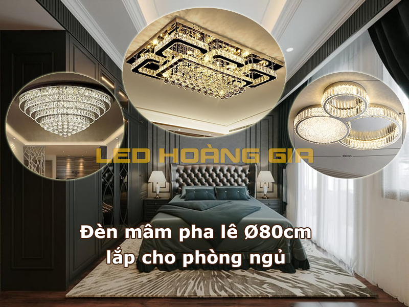 Đèn mâm pha lê phi 80cm lắp cho phòng ngủ
