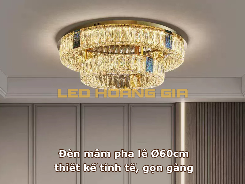 Đèn mâm pha lê D60 thiết kế tinh tế, gọn gàng