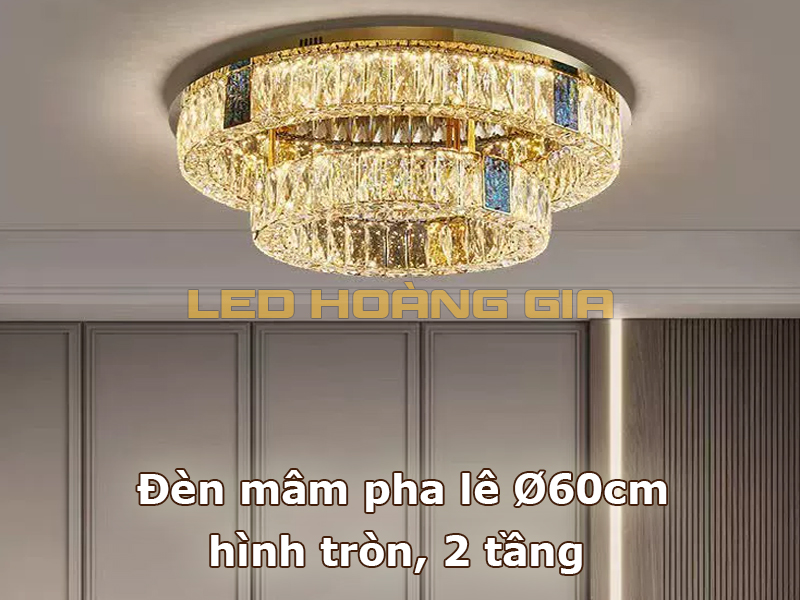 Đèn mâm pha lê Ø60cm phù hợp lắp phòng khách nhỏ, phòng khách chung cư