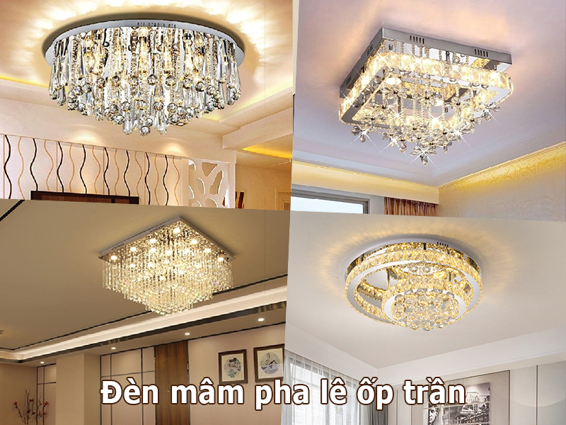 Đèn mâm pha lê ốp trần