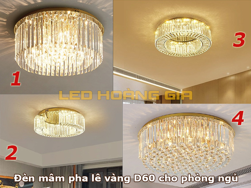 Đèn mâm pha lê vàng cho phòng ngủ
