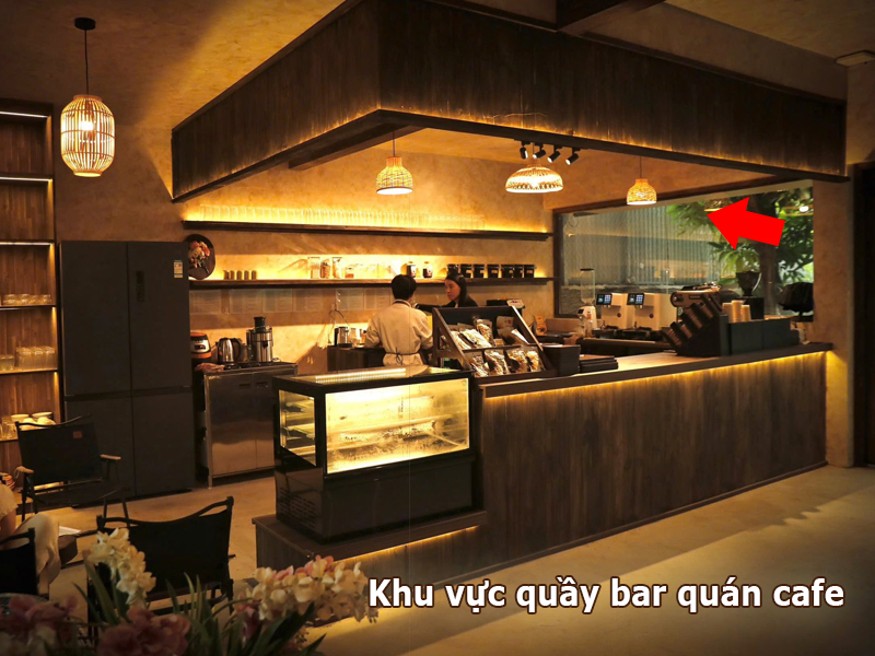 Lắp đèn cho khu vực quầy bar quán cafe