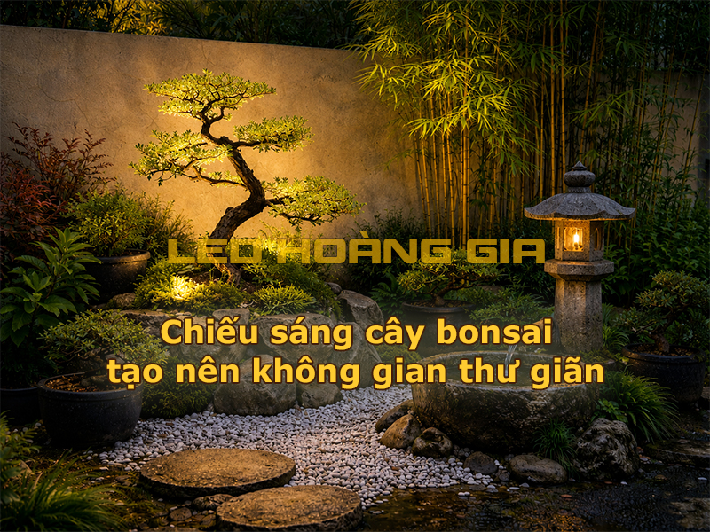 Chiếu sáng cây bonsai tạo không gian thư giãn