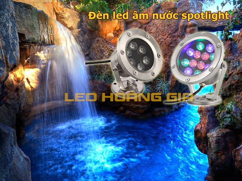 Đèn led âm nước Spotlight chiếu sáng thác nước