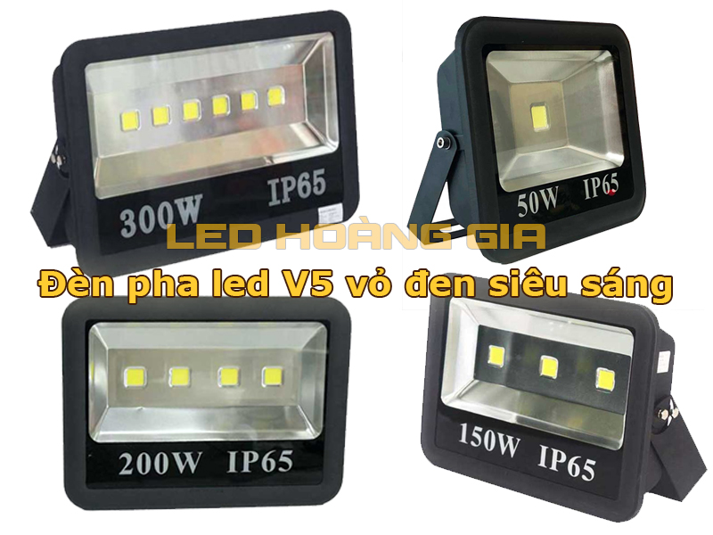 Đèn pha led vỏ đen V5 siêu sáng (10W - 400W)