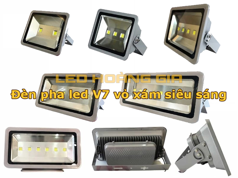 Đèn pha led vỏ xám V7 siêu sáng (10W - 500W)