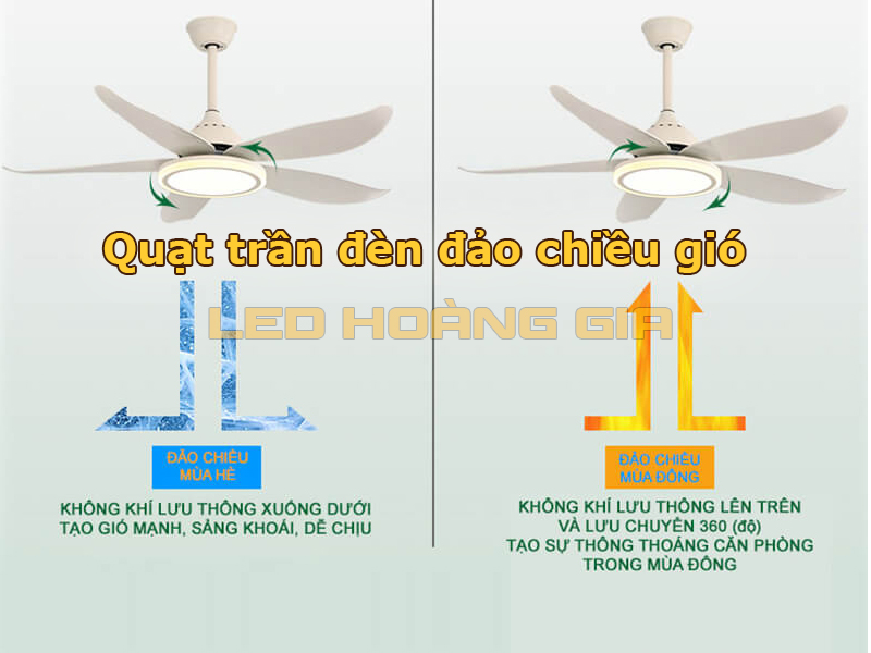 Quạt trần đèn đảo chiều gió là gì?