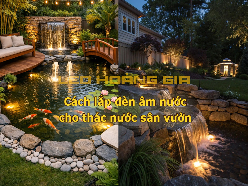 Cách lắp đèn âm nước cho thác nước sân vườn