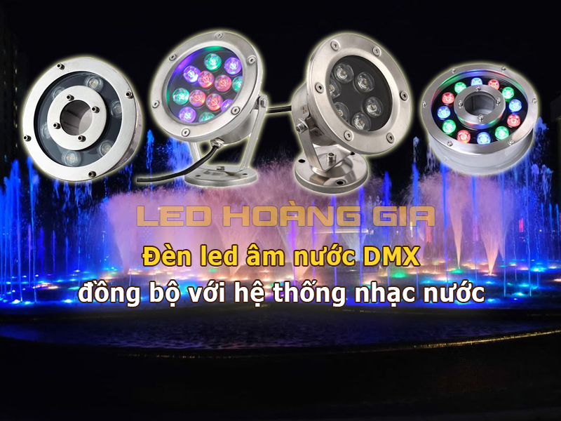 Đèn led âm nước DMX đồng bộ với nhạc nước