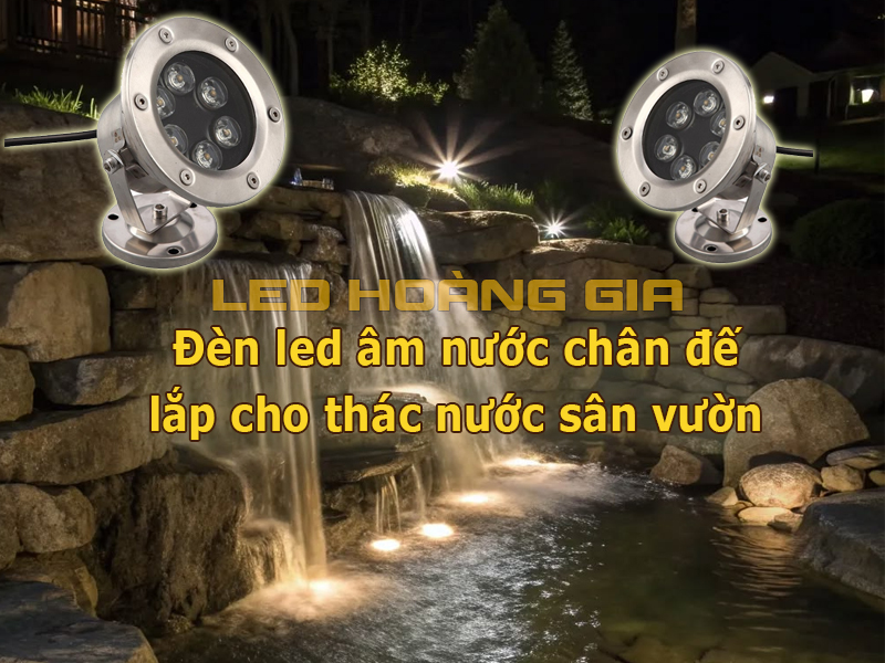 Lắp đèn led âm nước cho thác nước sân vườn