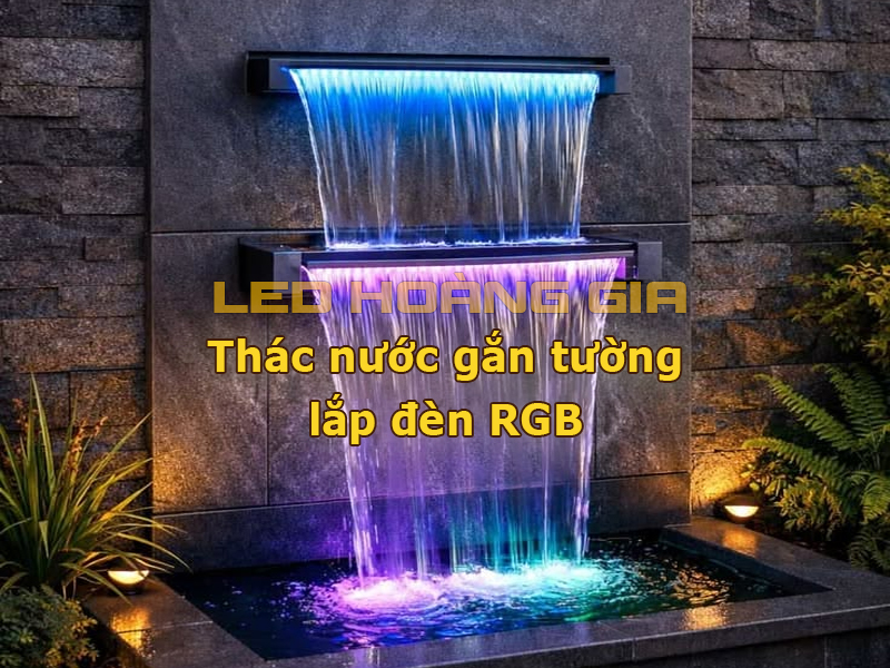 Thác nước sân vườn lắp đèn RGB