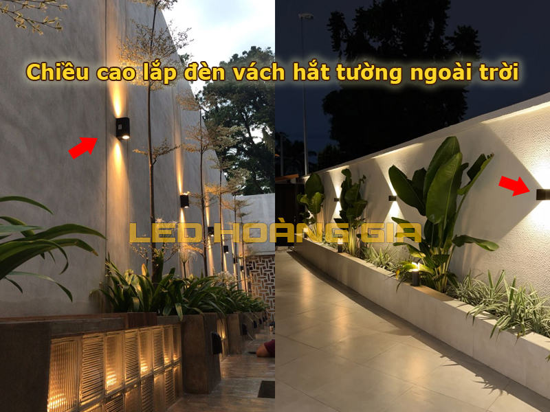 Chiều cao lắp đèn vách hắt tường ngoài trời thích hợp