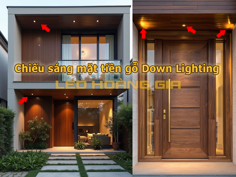Chiếu sáng mặt tiền gỗ hắt từ trên xuống (Down Lighting)