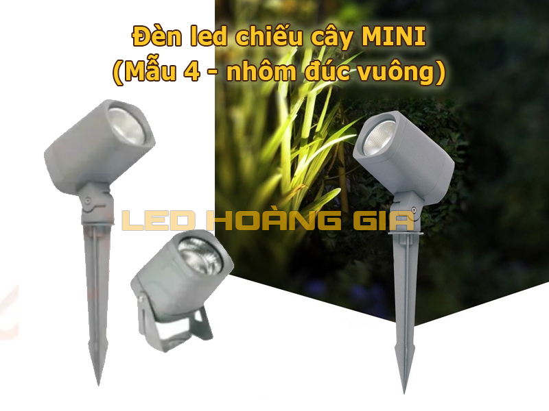 Đèn led chiếu cây Mini mẫu 4 (nhôm đúc vuông)