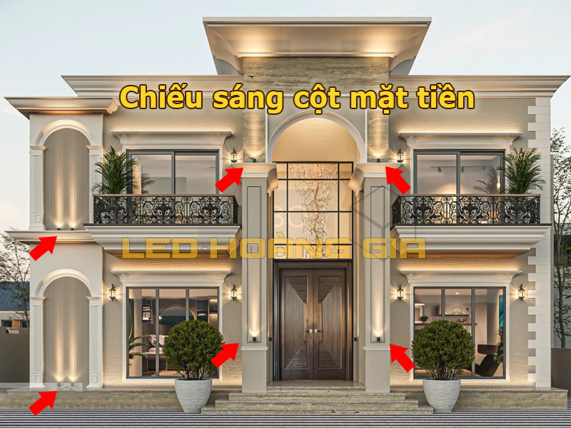 Lắp đèn chiếu sáng cột mặt tiền