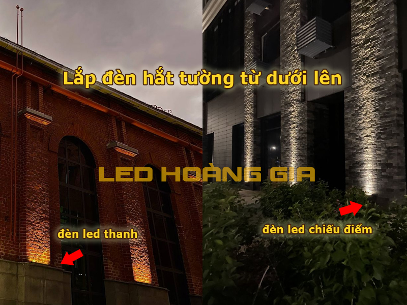 Lắp đèn hắt tường bằng đèn led thanh và đèn chiếu điểm