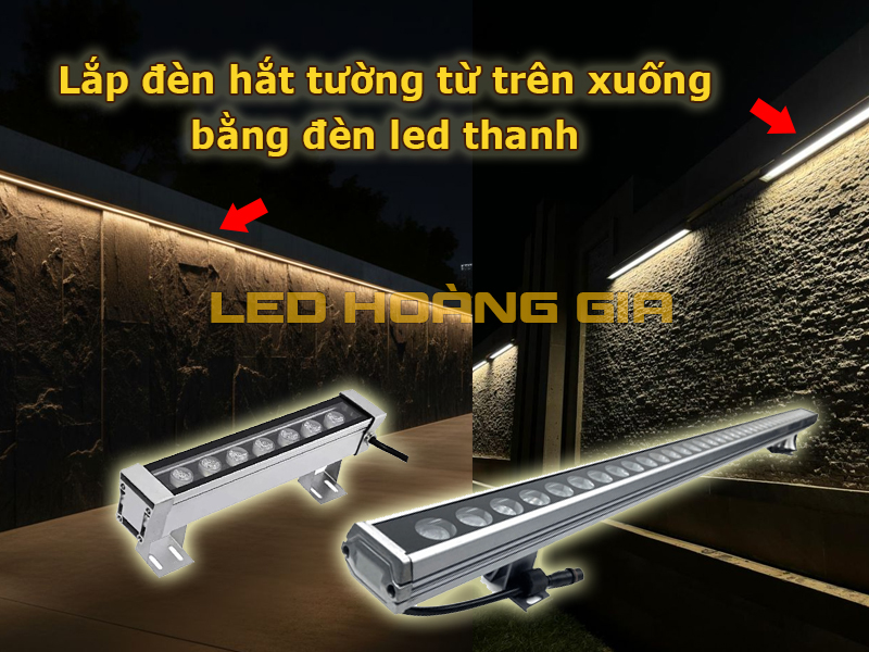 Chiếu hắt tường từ trên xuống bằng đèn led thanh