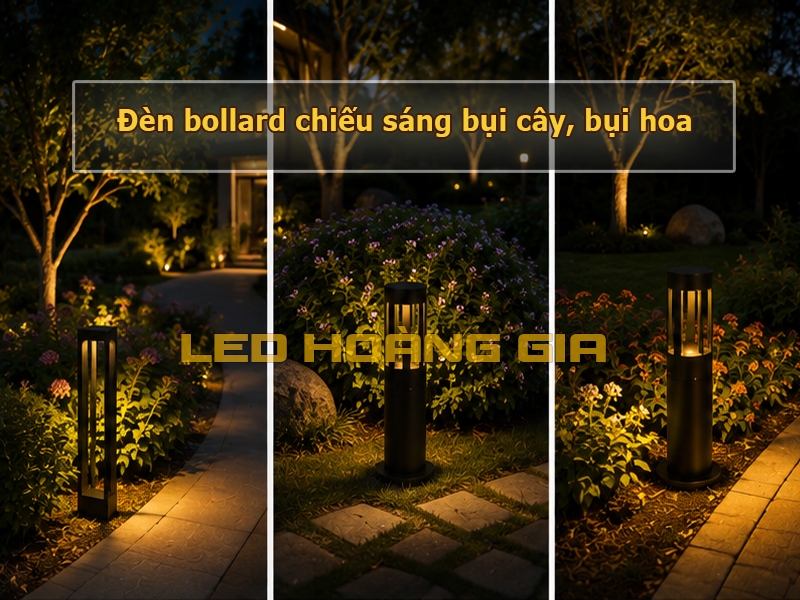 Đèn bollard chiếu cây bụi, mảng xanh