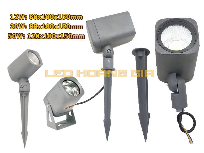 Đèn led chiếu cây Mini nhôm đúc vuông