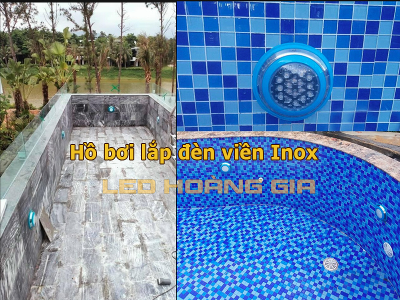 Hồ bơi lắp đèn viền Inox