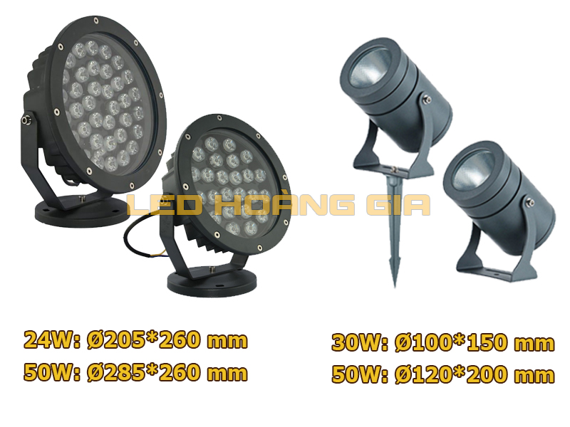 So sánh kích thước đèn le chiếu cây