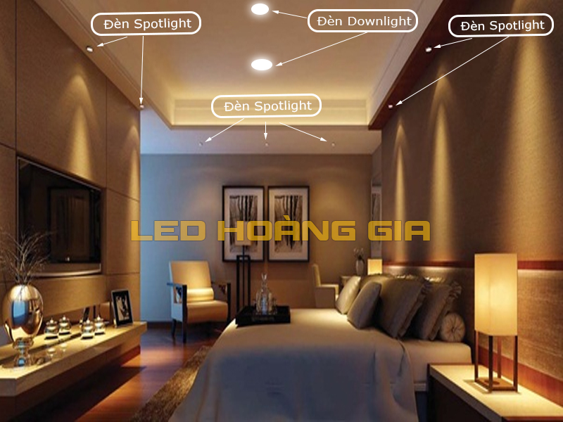 Bố trí đèn Downlight và đèn Spotlight cho phòng ngủ