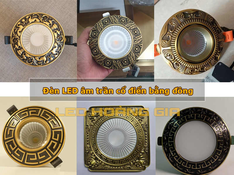 Đèn LED âm trần cổ điển bằng đồng