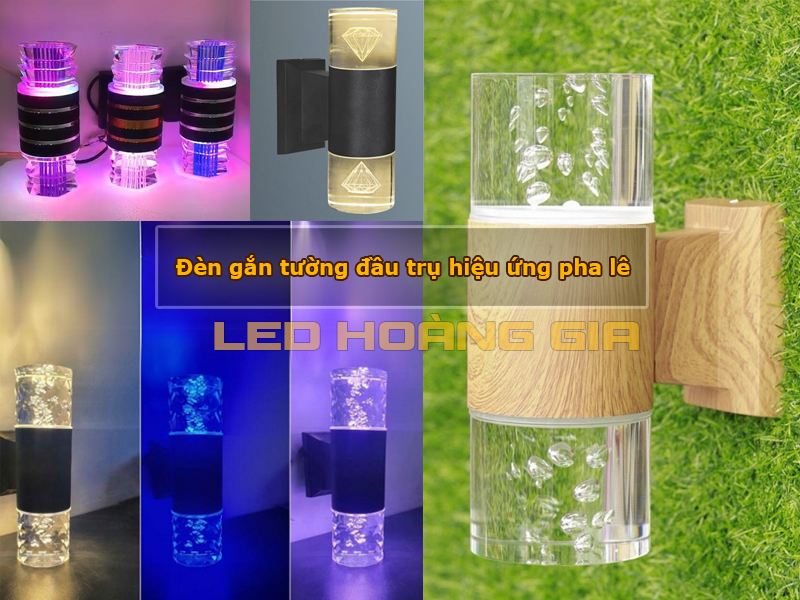Đèn gắn tượng đầu trụ hiệu ứng pha lê