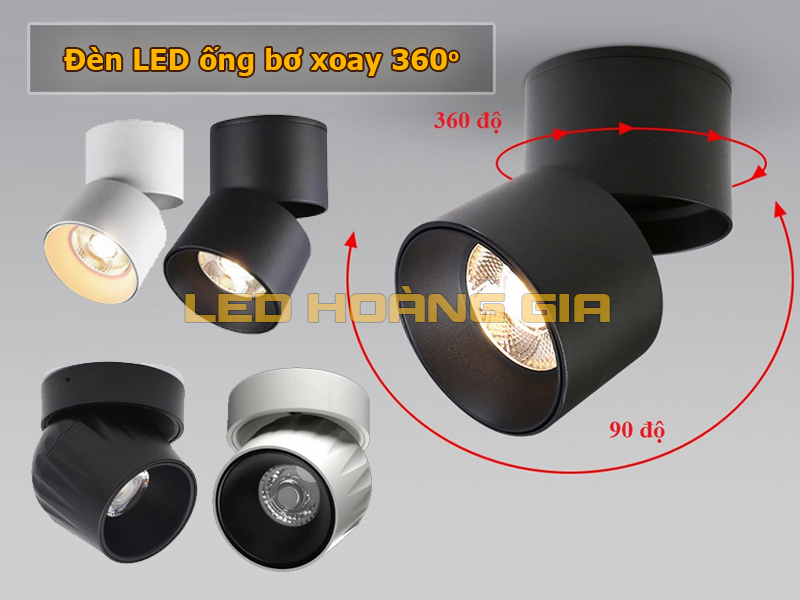 Đèn LED ống bơ xoay 360°