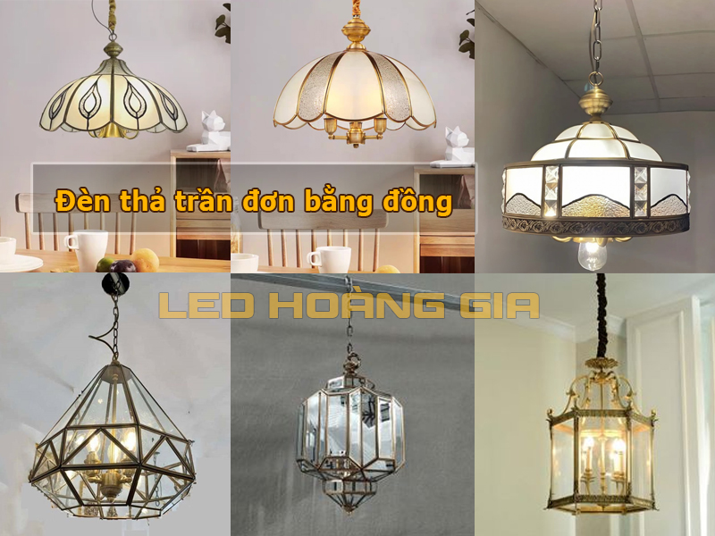 Đèn thả trần đơn bằng đồng