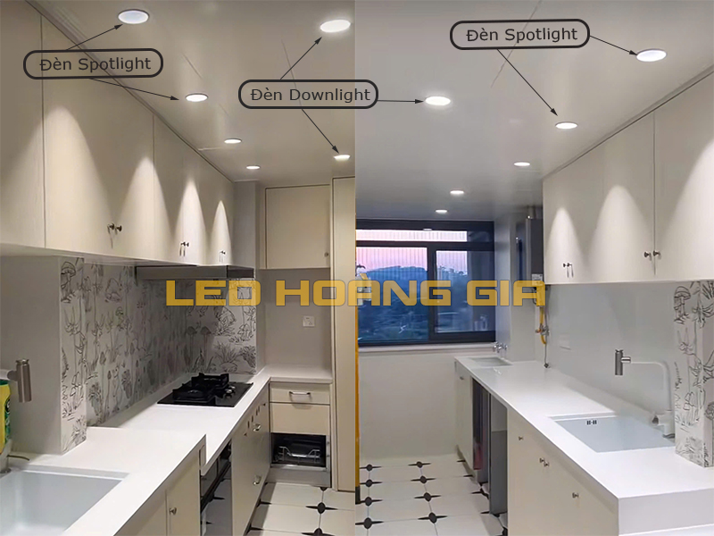 Kết hợp đèn Downlight và đèn Spotlight trong phòng bếp