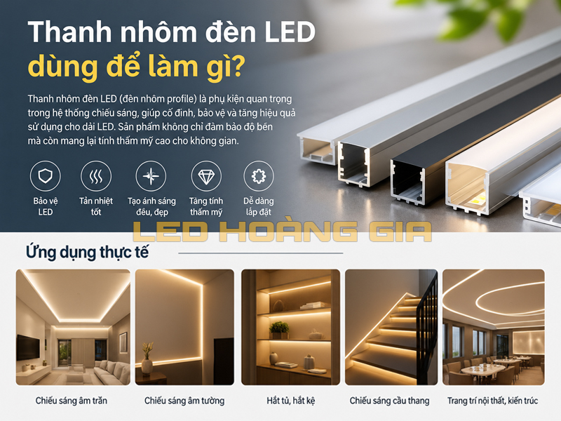 Ứng dụng của đèn nhôm profile