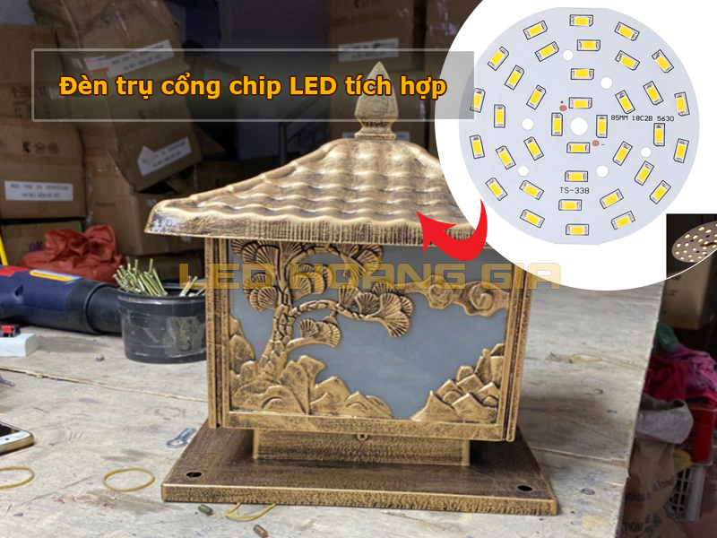 Đèn trụ cổng LED tích hợp