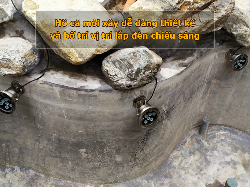 Hồ cá mới xây dễ dàng bố trí đèn chiếu sáng